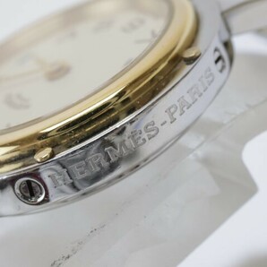 2403-538B エルメス クオーツ 腕時計 HERMES クリッパー 日付 クリーム文字盤 金色ベゼル 純正 コンビカラーブレスの画像3