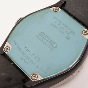 2403-641 セイコー 自動巻き発電式 腕時計 SEIKO 3M22 0D40 キネティック 日付 黒文字盤 純正 ラバーベルトの画像6