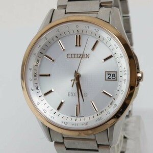 2402-632 シチズン 電波ソーラー 腕時計 美品 CITIZEN H149-T023541 エクシード チタン 日付 エコドライブ 純正ブレス