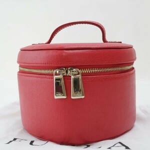 2403-90 フルラ バニティバッグ ハンドバッグ FURLA レザー製 レッド ハート型