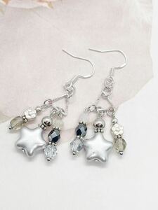 No.541-3 金具変更○チェコビーズ星のピアス　＃マスクチャーム イヤリング ハンドメイド アクセサリー