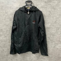 ellesse ブラック ハーフジップ フーディー フード パーカー M 長袖 刺〓ロゴ サイドポケット USA 海外輸入 古着 T10112_画像2