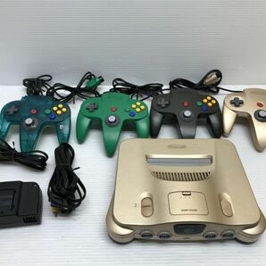 N41-240329-34 Nintendo 64 ゴールド コントローラー4個セット 【中古品】の画像1