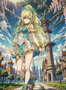 [6202], 異世界迷宮でハーレムを, ルティナ, A4 アート ポスター イラスト 同人 美少女 ファンアート アニメ