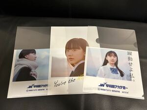  unused * Ashida love .* Waseda red temi- clear file not for sale *3 kind 3 pieces set 