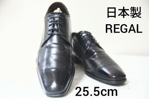 定価2.8万円 100円スタート！【REGAL】リーガル Y816 日本製 プレーントゥ ビジネスシューズ ブラック 紳士靴 牛革 25.5cm