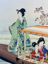 千代田の大奥　舩遊び　楊洲周延真作錦絵 三枚続 木版画 浮世絵 ukiyoe 桜　遊船　北斎　歌麿　広重　国芳　芳年_画像7