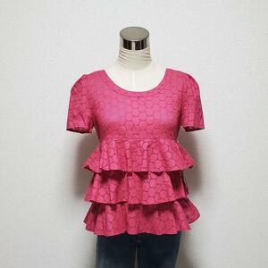 JILLSTUART Jill Stuart pink short sleeves tia-do blouse size M tag attaching unused 