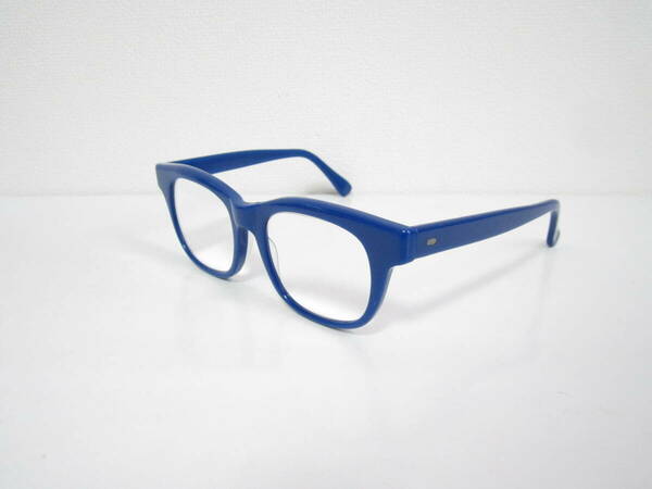 04◆ビンテージ　レトロ　老眼鏡仕様　+2.50　5枚丁番　ウェリントン型　ブルー系　眼鏡　程度良品