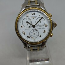 【電池切れジャンク品】LONGINES ロンジン メンズ L3.610.5 クロノグラフ ゴールデンウイング ホワイト文字盤 ゴールド ファイブスター だ_画像1