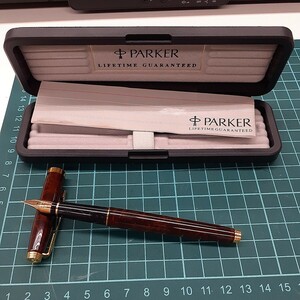 PARKER パーカー 万年筆 マーブル×ゴールド ペン先 14K 585 替えインク 説明書 ケース付き　み