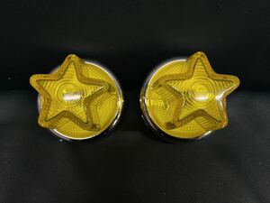 NEWスターマーカーセット　2個　黄　イエロー　星形マーカー　レトロ　デコトラ　アート　バスマーカー ガラス 星型 アートステンレス ASC
