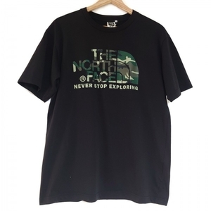 ノースフェイス THE NORTH FACE 半袖Tシャツ サイズXL - 黒×カーキ×ダークグリーン メンズ クルーネック/迷彩柄 トップス