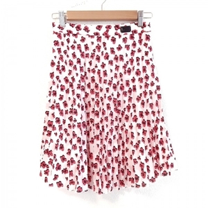  Blumarine BLUMARINE skirt size 38 S - light pink × red × black lady's knee height / floral print / pleat /be Blumarine bottoms 