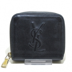 イヴサンローランリヴゴーシュ YvesSaintLaurent rivegauche (YSL) 2つ折り財布/ミニ/コンパクト 568985 - レザー 黒 ラウンドファスナー