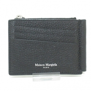 メゾンマルジェラ Maison Margiela 2つ折り財布/ミニ/コンパクト S35U10447 Money Clip Wallet レザー 黒×白 マネークリップ付き 美品の画像1