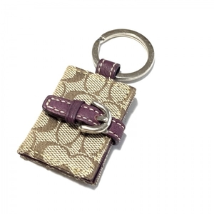  Coach COACH key holder ( charm ) - Jaguar do× leather × metal material khaki × bordeaux × silver key holder 