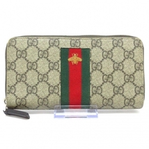 グッチ GUCCI 長財布 408831 ウェブ GGスプリーム キャンバス ジップアラウンドウォレット PVC(塩化ビニール) ベージュ×グリーン×レッド_画像1