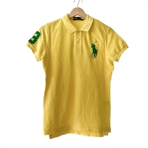 ラルフローレン RalphLauren 半袖ポロシャツ サイズL ビッグポニー イエロー×グリーン レディース トップス