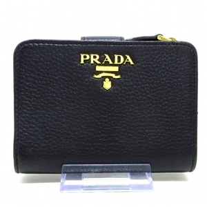 プラダ PRADA 2つ折り財布/ミニ/コンパクト - レザー 黒 美品 財布