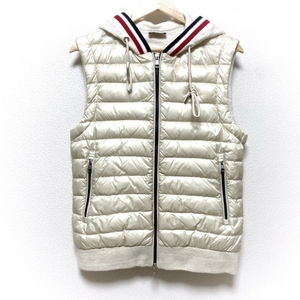 モンクレール MONCLER ベスト サイズM - アイボリー×ライトグレー×マルチ レディース 一部ダウン トップス