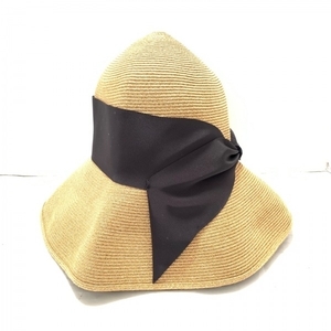 アシーナ Athena ハット - 指定外繊維(紙)×ポリエステル×その他 素材 ベージュ×黒 リボン 美品 帽子