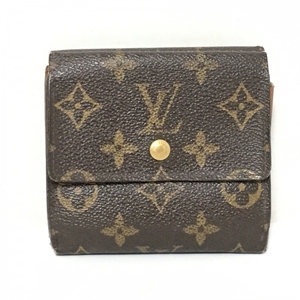 ルイヴィトン LOUIS VUITTON Wホック財布 M61652 ポルトモネビエカルトクレディ モノグラム・キャンバス ×クロスグレインレザー - SP0937