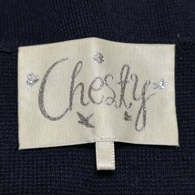 チェスティ Chesty サイズ1 S - ダークネイビー レディース Vネック/長袖/ひざ丈/ニット/花柄/刺繍/スパンコール/ラインストーン/ビーズ_画像3