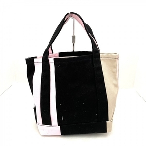 マリメッコ marimekko トートバッグ - キャンバス 黒×ピンク×ベージュ バッグの画像1