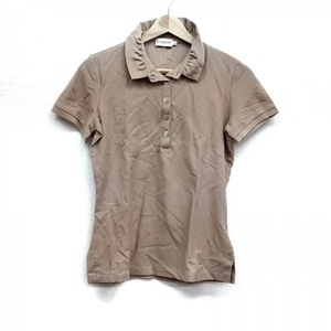 モンクレール MONCLER 半袖ポロシャツ サイズXS MAGLIA POLO MANICA CORTA ピンクベージュ レディース 美品 トップス