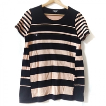 ソニアリキエル SONIARYKIEL 半袖Tシャツ サイズ38 M - 黒×ピンクベージュ レディース クルーネック/ボーダー/スパンコール トップス_画像1