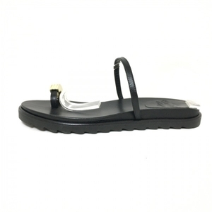 イルサンダロオブカプリ il Sandalo of Capri サンダル 36 - レザー×金属素材 黒×ゴールド レディース 靴