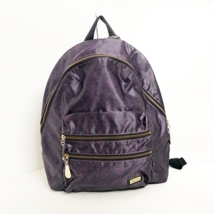  Anna Sui ANNA SUI rucksack / backpack - nylon dark navy × purple peiz Lee pattern bag 