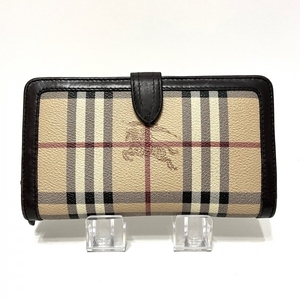 バーバリープローサム BURBERRY PRORSUM 長財布 - PVC(塩化ビニール)×レザー ベージュ×ダークブラウン×マルチ 財布