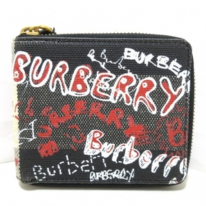 バーバリーロンドンイングランド BURBERRY LONDON ENGLAND 札入れ 4061308 コーティングキャンバス×レザー 黒×ベージュ×マルチ 財布の画像1