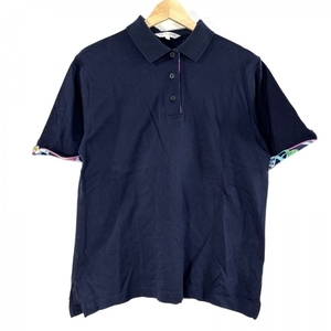 re owner -ru sport LEONARD SPORT polo-shirt with short sleeves size L - dark navy × green × multi lady's floral print tops 