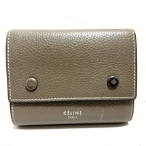 セリーヌ CELINE 3つ折り財布/ミニ/コンパクト スモール フォールデッドマルチファンクション レザー グレーベージュ 財布_画像1