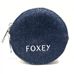フォクシー FOXEY コインケース - デニム ダークネイビー キーリング付き 美品 財布