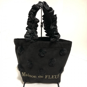 メゾンドフルール Maison de FLEUR トートバッグ - ポリエステル 黒 フリル バッグ