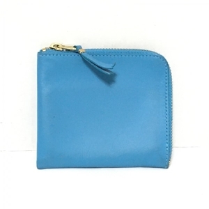  Comme des Garcons COMMEdesGARCONS coin case - leather light blue L character fastener purse 