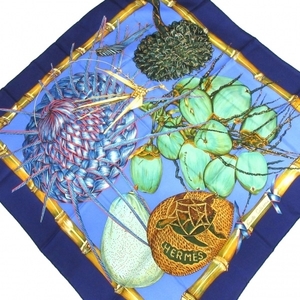 エルメス HERMES カレ90 ブルー×グリーン×マルチ Nouvelle Caledonia 美品 スカーフ