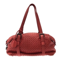 ボッテガヴェネタ BOTTEGA VENETA ショルダーバッグ イントレチャート レザー レッド バッグ_画像1