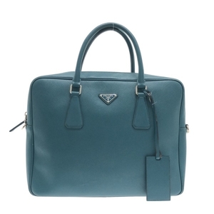  Prada PRADA business bag - leather blue green bag 