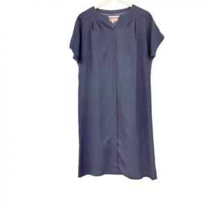  SunaUna SunaUna size 38 M - dark navy lady's slit neck / short sleeves / knee length one piece 