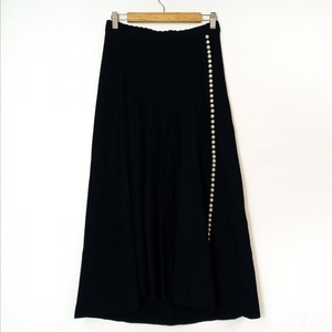 myu veil MUVEIL long skirt size 38 M - dark navy lady's maxi height / knitted / pearl / waist rubber bottoms 