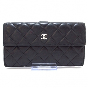 シャネル CHANEL 長財布 - ラムスキン 黒 シルバー金具 16番台 財布