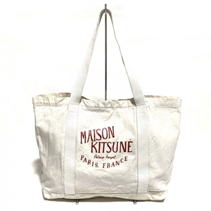 メゾンキツネ MAISON KITSUNE トートバッグ - キャンバス アイボリー バッグ