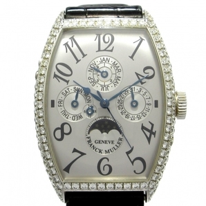 FRANCK MULLER(フランクミュラー) 腕時計 トノーカーベックス 5850QPD メンズ K18WG/ダイヤベゼル/パーペチュアルカレンダー シルバーの画像1