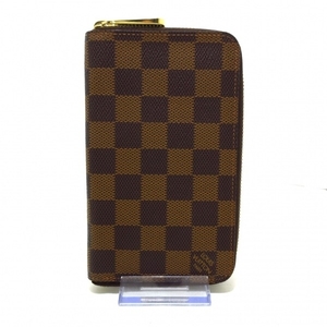 ルイヴィトン LOUIS VUITTON 2つ折り財布 N60028 ジッピー・コンパクト ウォレット ダミエ・キャンバス エベヌ MI1140 美品 財布 ダミエ