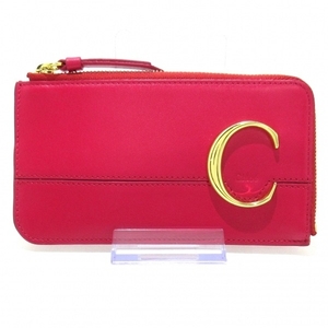  Chloe Chloe coin case CHC19WP089A376BB Chloe C leather × metal material pink × Gold L character fastener / key ring attaching beautiful goods purse 